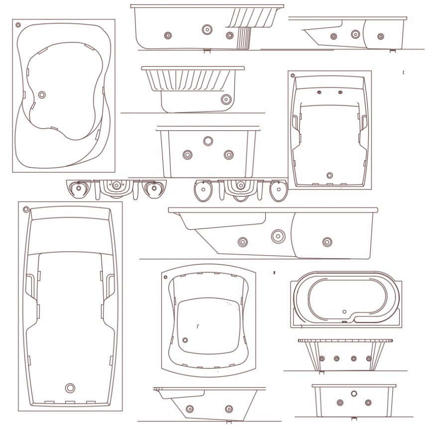 CAd drawings details of various  small children bathtub