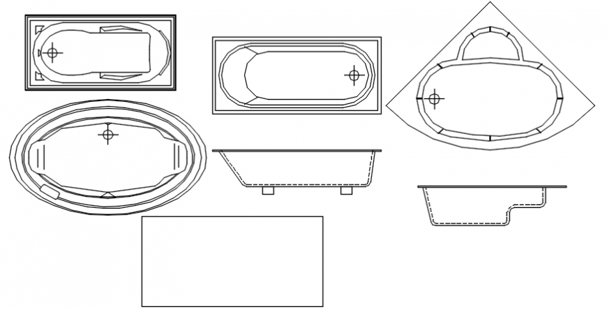 CAd drawings details of various bathtub