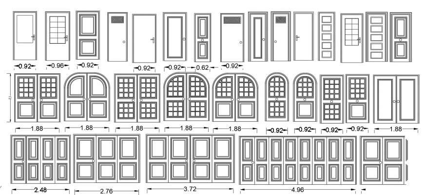 Cad drawings details of various unit door design