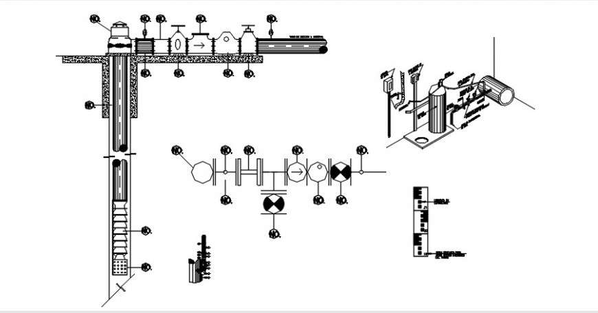 CAD drawings details of water distribution 2d view dwg file