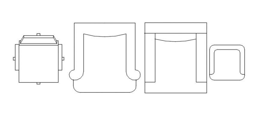 CAD furniture blocks drawings of chair 2d view dwg autocad file