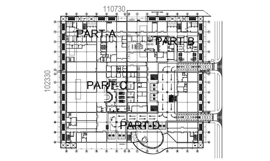 CAD layout commercial building hub dwg file