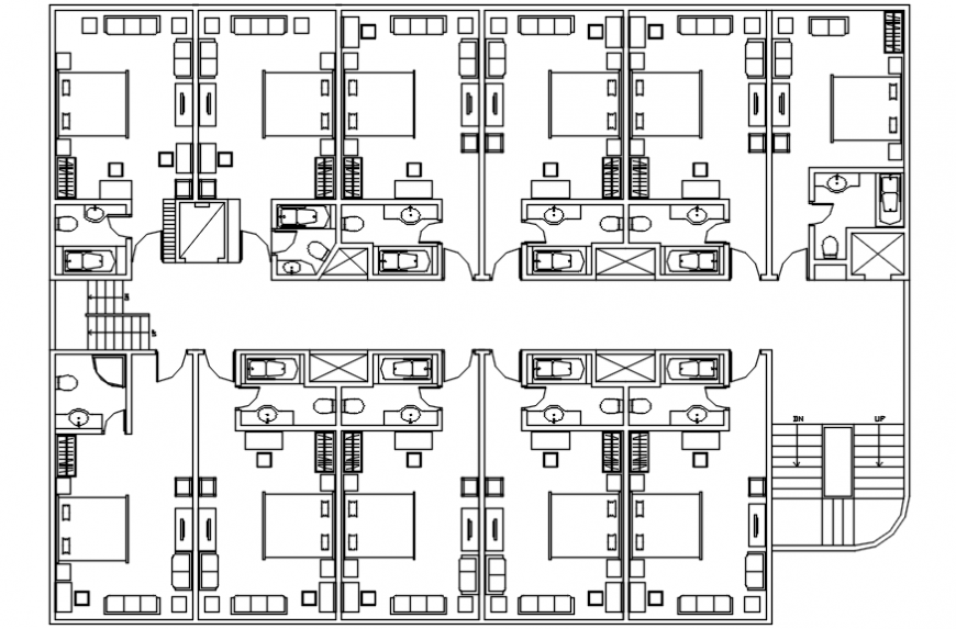 CAD layout plan of paying guest building autocad software file
