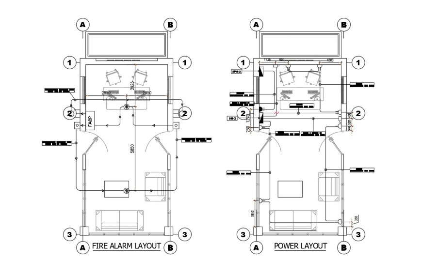 CAD plan of office room 2d view dwg file
