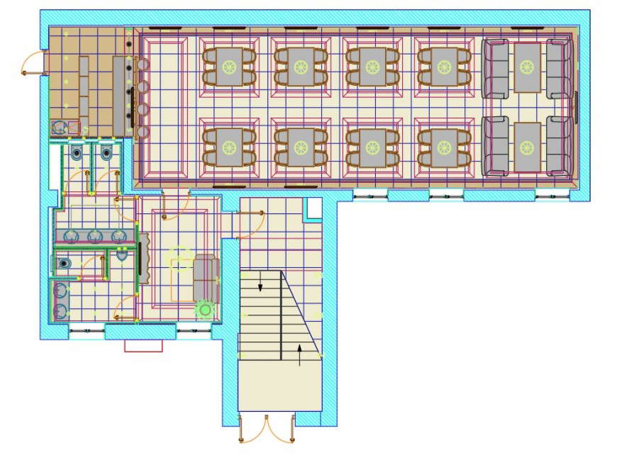 Café layout plan autocad file