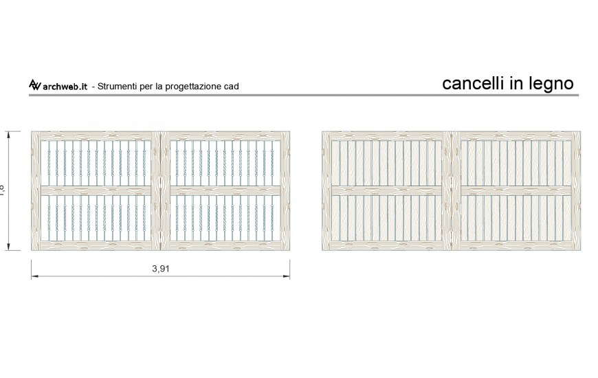 Cancello legno plan dwg file