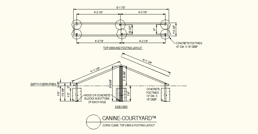 Canine court-yard detail plan and elevation layout file