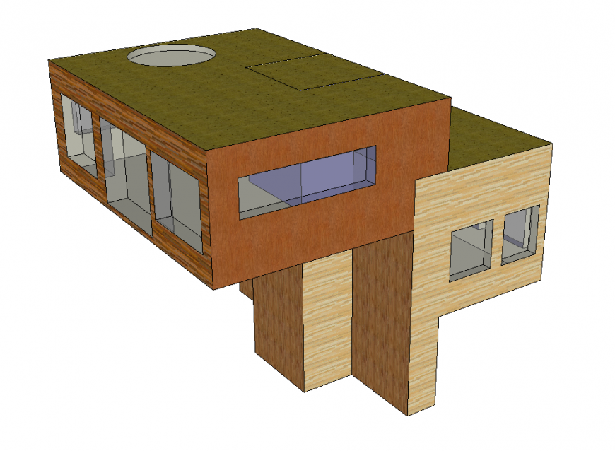Cantilever house design detail 3d model elevation layout Sketch-up file