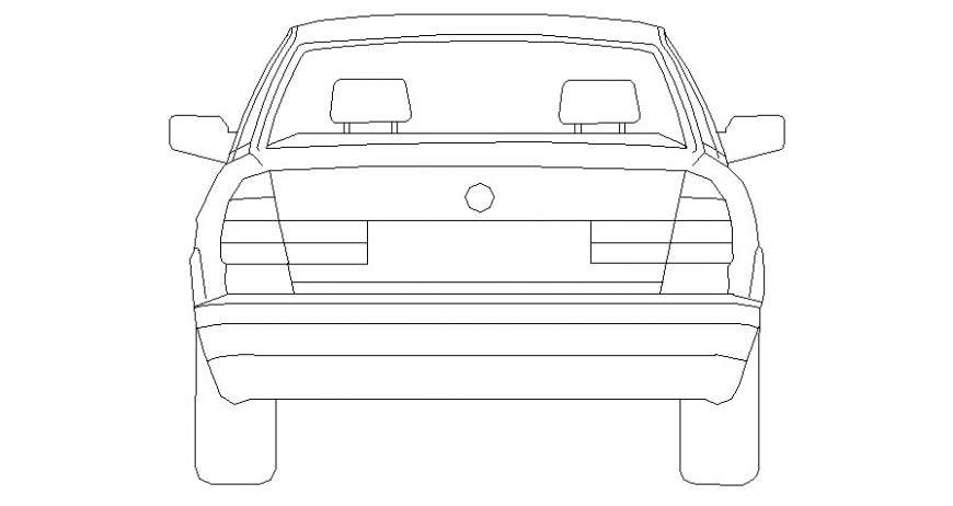 Car drawing of transportation units 2d view elevation of autocad file