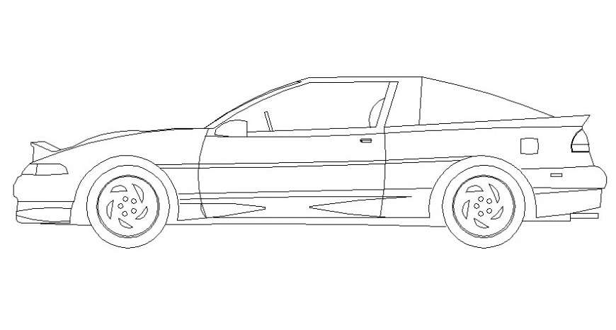 Car front elevation with its control system in AutoCAD file