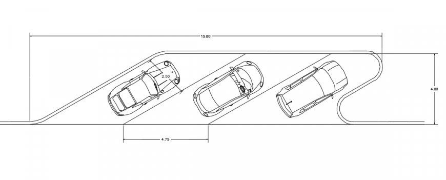 Car parking bays top view plan