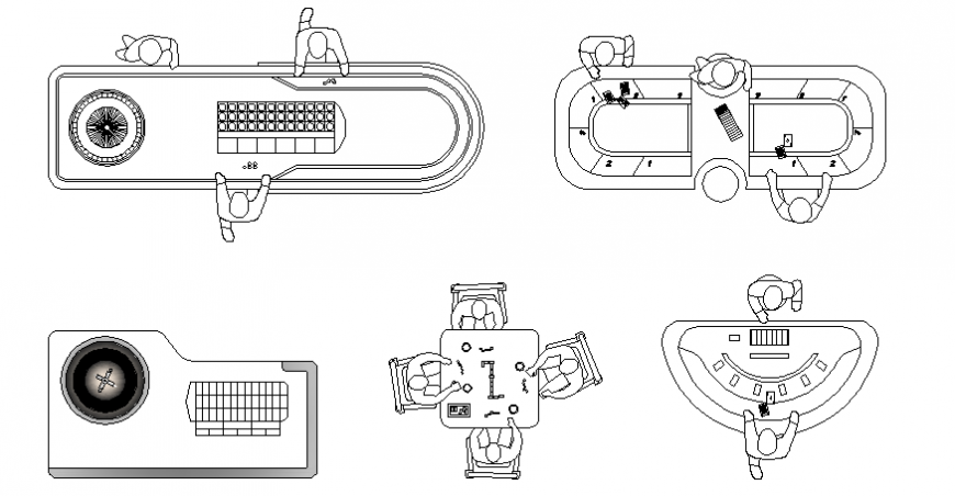 Casino a part of the game zone in a building plan dwg file