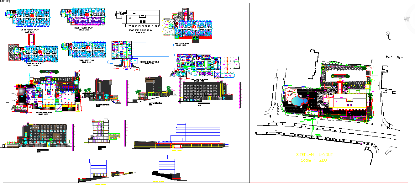 Modern Hotel Architecture DWG Plan for CAD Design Use