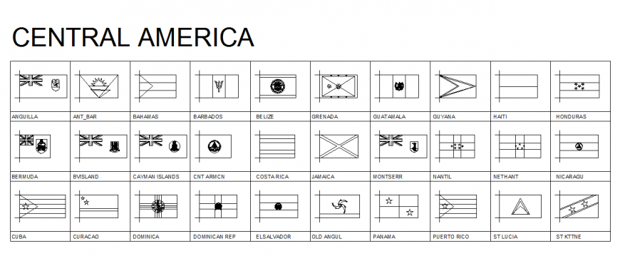 Central America Flag Symbol Block