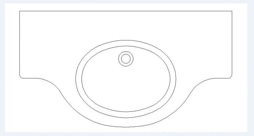Ceramic sink 2d elevation block drawing details dwg file