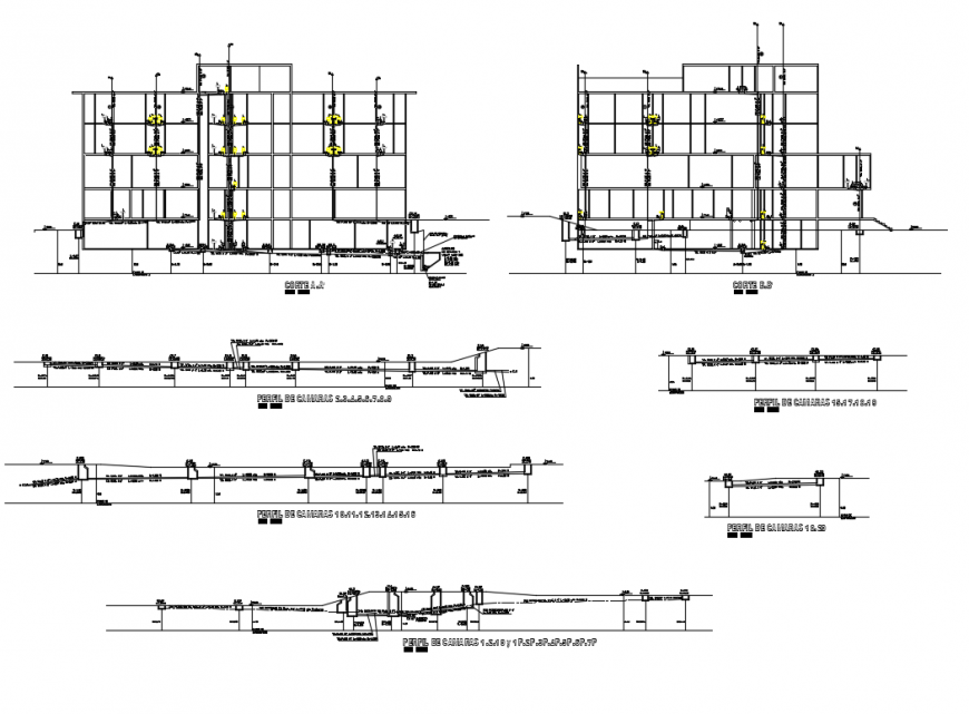 Child care and maternity hospital all sided section and camera installation details dwg file