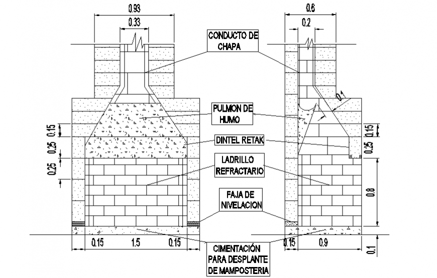 Chimney elevation plan layout file