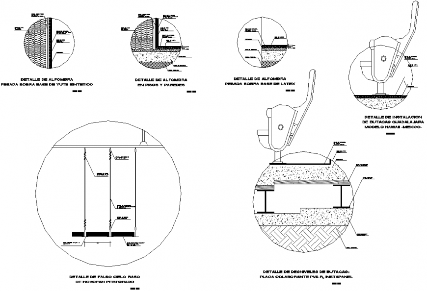 Cinema constructive section detail dwg file