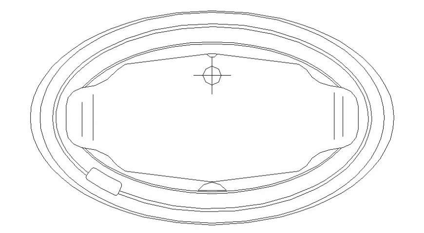 Circular shape bath-tub design 2d view elevation autocad file
