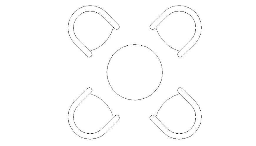 Circular Table Detail Elevation 2D View AutoCAD Drawing