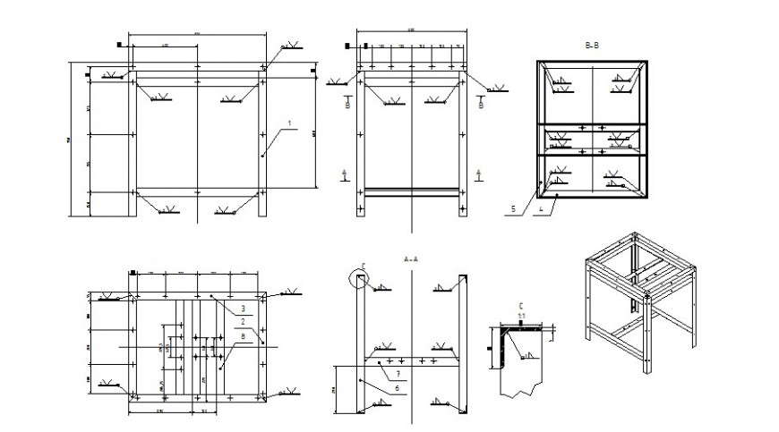 circular table saw welding drawing in dwg file.