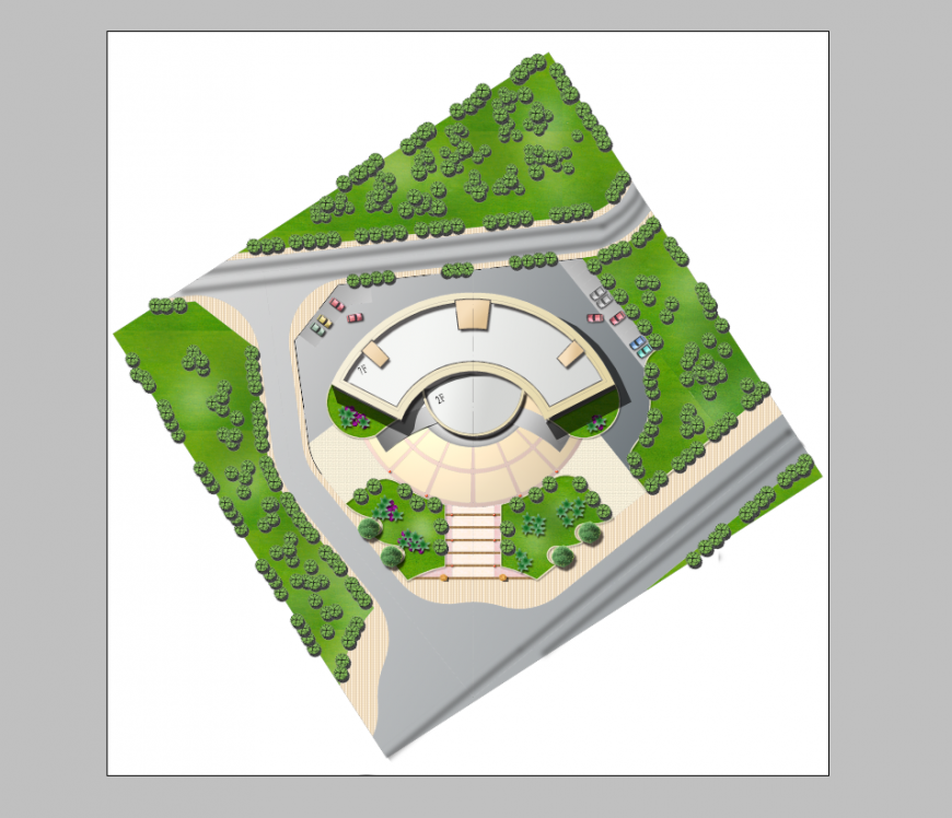 City park plan detail 3d model elevation Photoshop file
