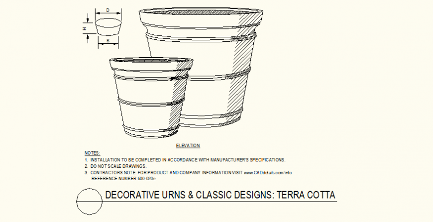 Classic design two pot planters detail layout file