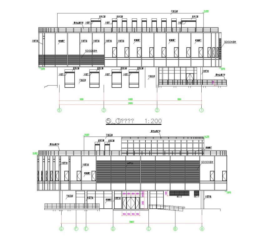 Classroom elevation plan dwg file,