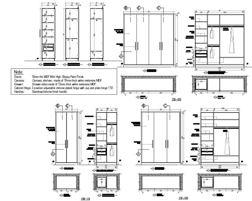 Cloth cub board plan and elevation autocad file