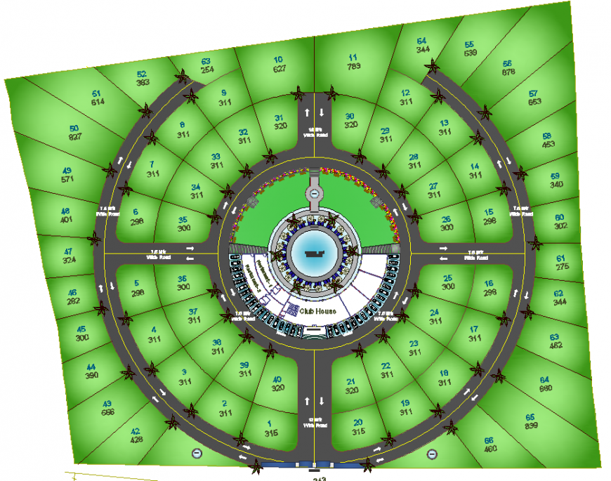 Club house plan detail dwg file.