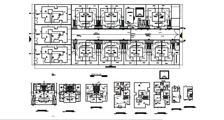 Club house villa type telephone site plan, roof slab and structure details dwg file