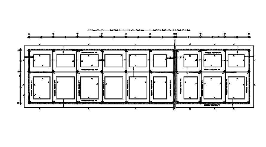 Accurate CAD Plan of Coffrage Foundation and Excavation