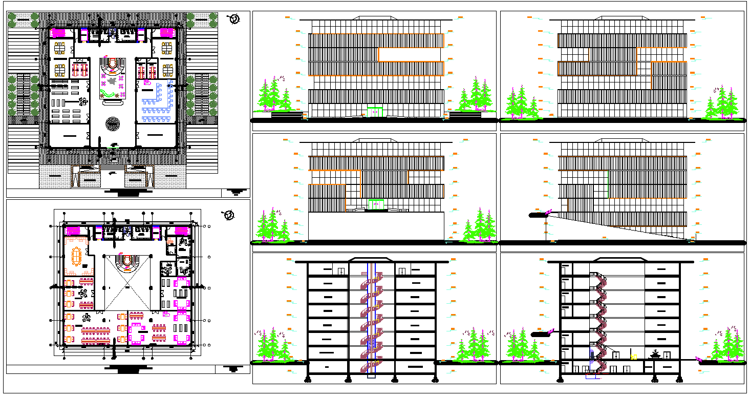 college library architecture layout design autocad drawing download