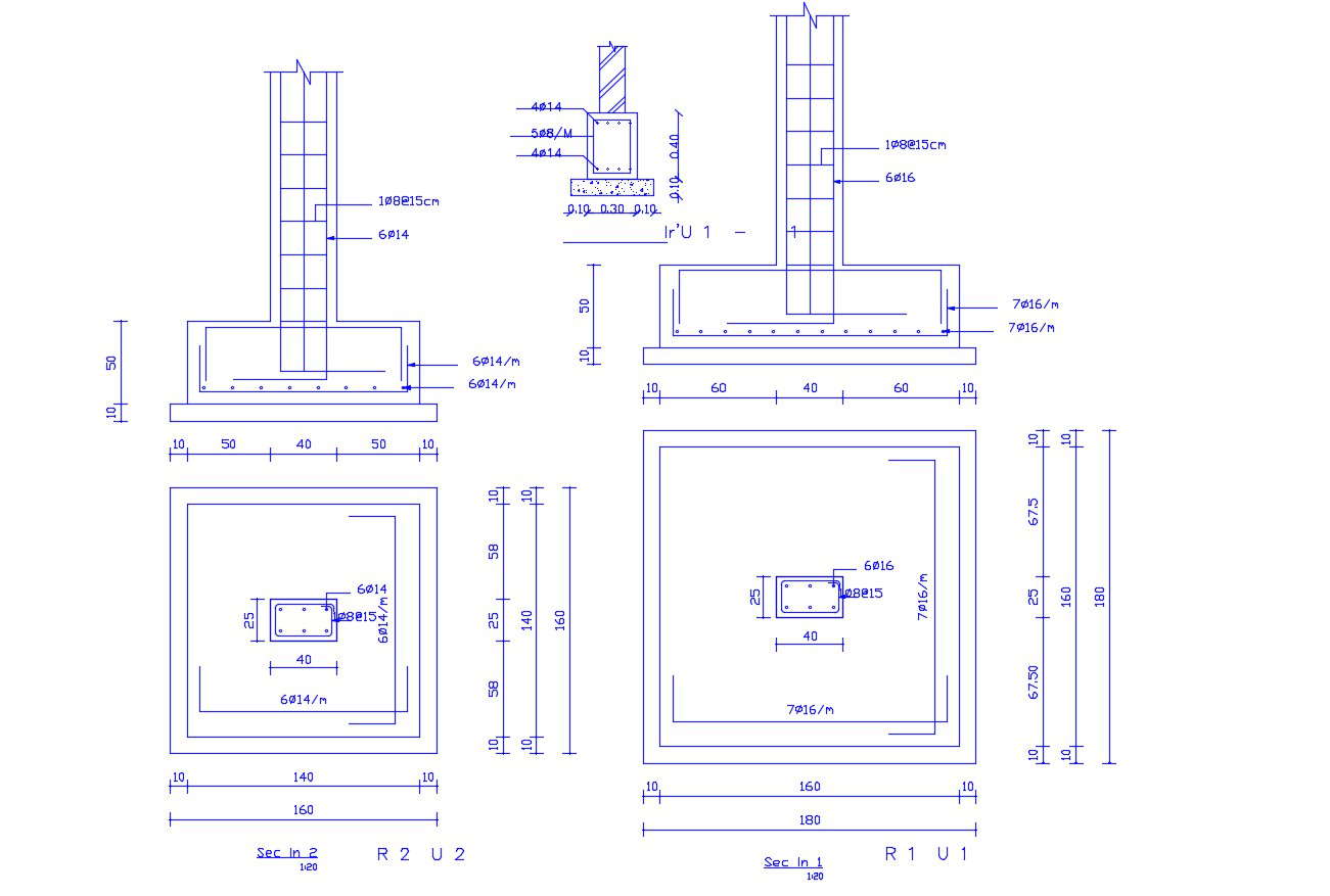 Column Foundation Section With Working Dimension 