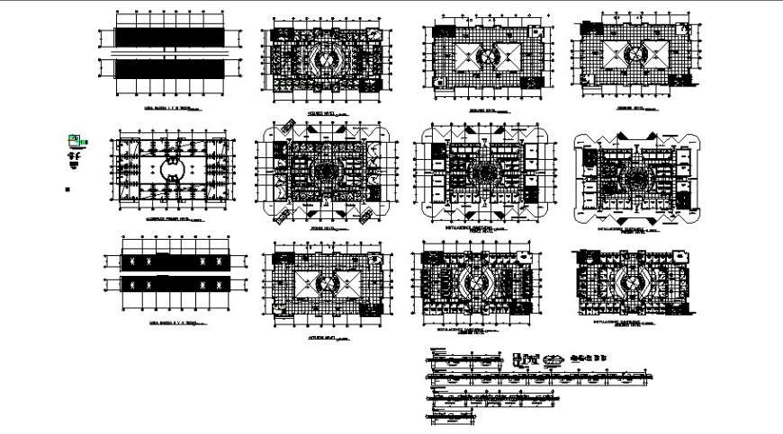 Column and beam detail with floor plan of market in auto cad