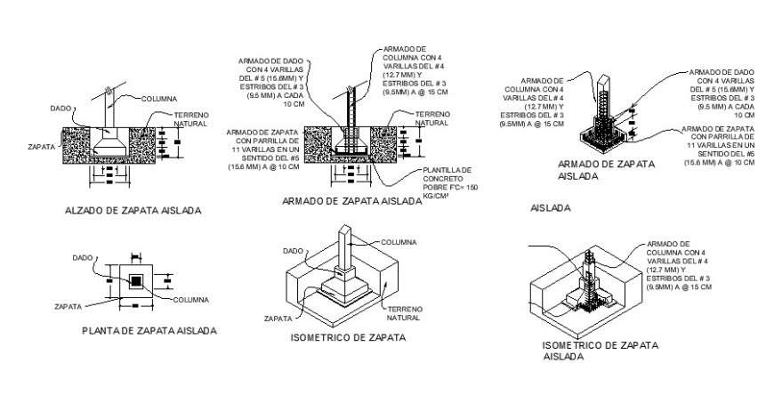 Column construction and structure cad drawing details dwg file