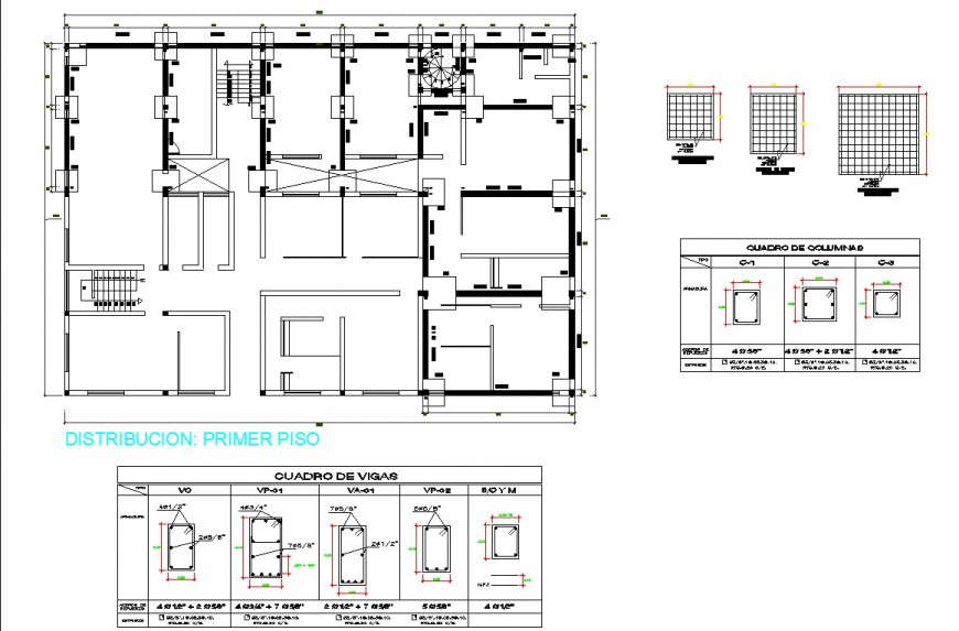 Column detail drawing of building in dwg file.