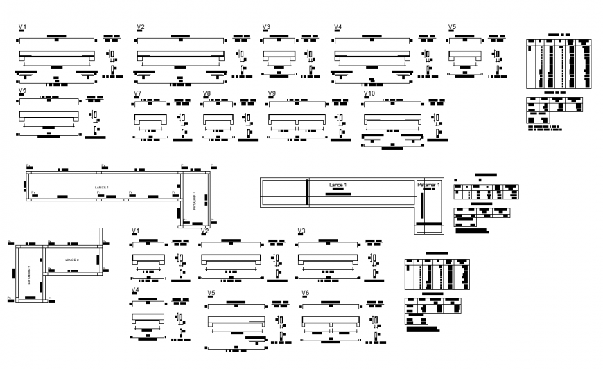 Column detail schedule drawing in dwg file.