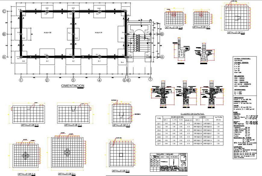 Column installation plan and section 2d view CAD construction block layout autocad file