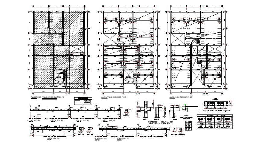 Column installation plan and structural blocks detail 2d view autocad file