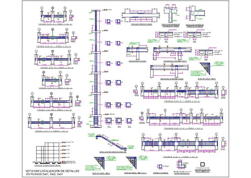Column to beam connection and other structural detail 2d view PDF file