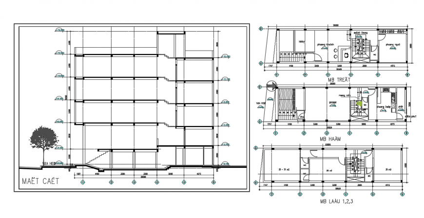 Commercial building plan & elevation detail