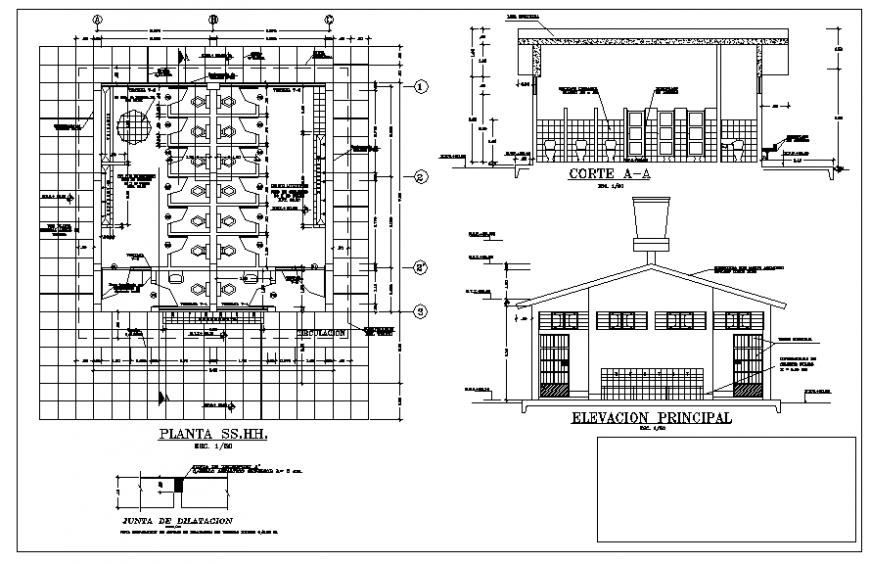 Commercial building plan view detail dwg file
