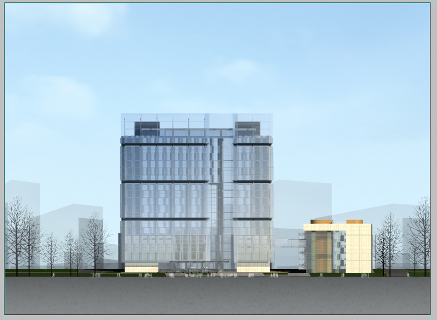 Commercial complex detail 3d model elevation PSD file