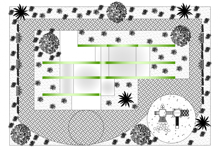 Common plan of garden in auto cad software