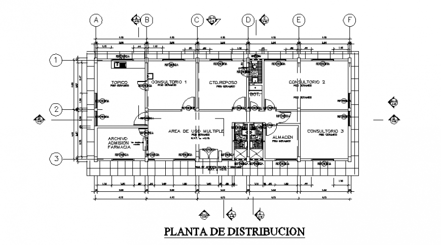 Community clinic detail elevation and plan view autocad file
