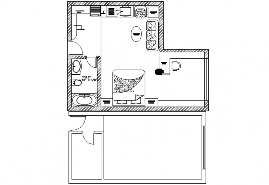 Complete bedroom furniture detail