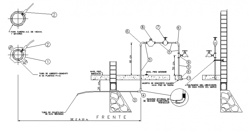 Complete plumbing sectional detail