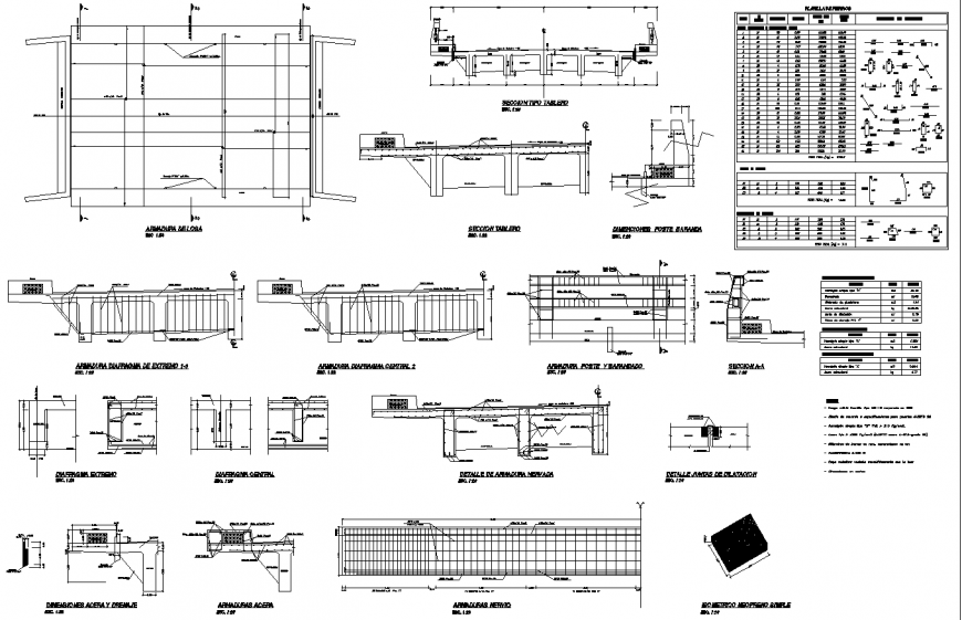 Concrete bridge drawing in dwg file.