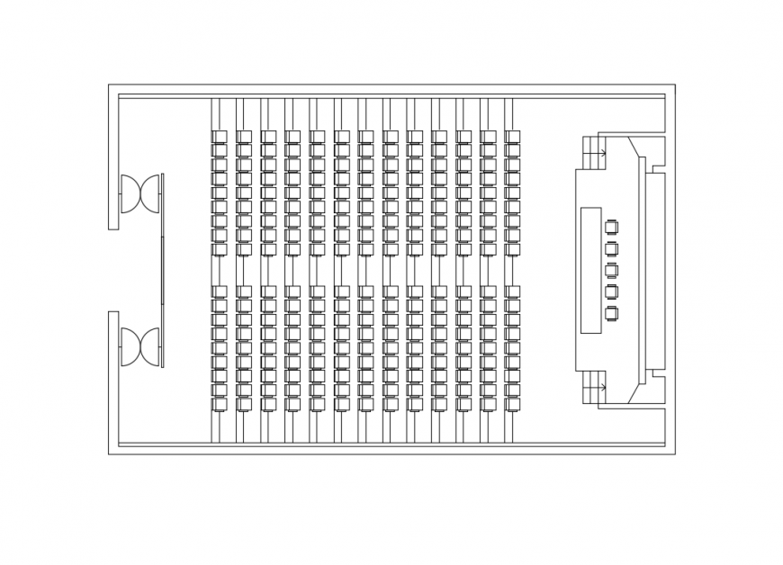 Conference room top view layout plan design details dwg file